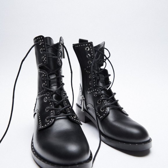 zara lace up combat boots
